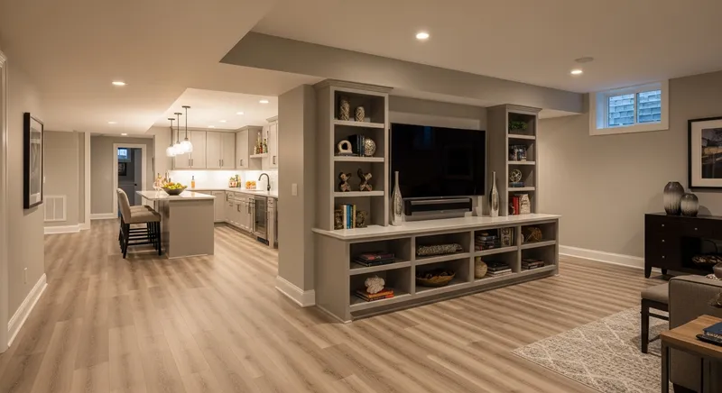 Finished basement living space in a Taylorsville rambler — basement finishing by Drywall Techs